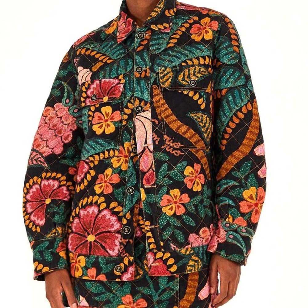 FARM Rio Flowerdoscopic Gabardine Jacket Floral Spring - Picture 1 of 16
